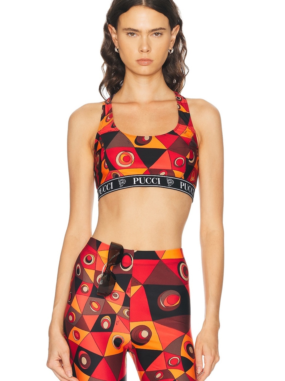 Emilio Pucci Red Orange Geometric Sports Bra